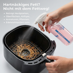 Fettweg Anwendung mit Dosierflasche an Heissluftfriteuse
