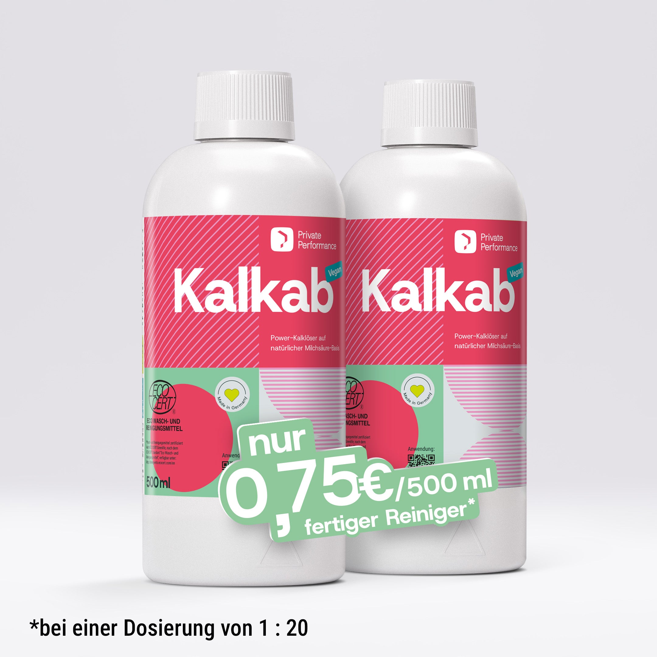 Kalkab Kalklöser Duo Set – Kraftvolle Entkalkung für Dusche, Armaturen & Bad | Vegan, materialschonend & einfach dosierbar