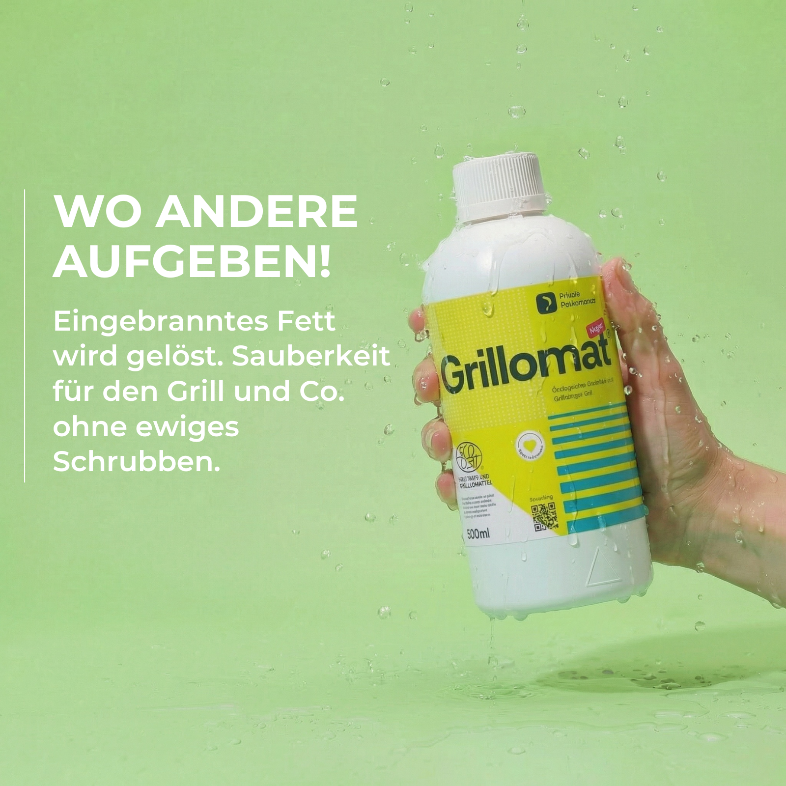 Grillomat Flasche in der Hand