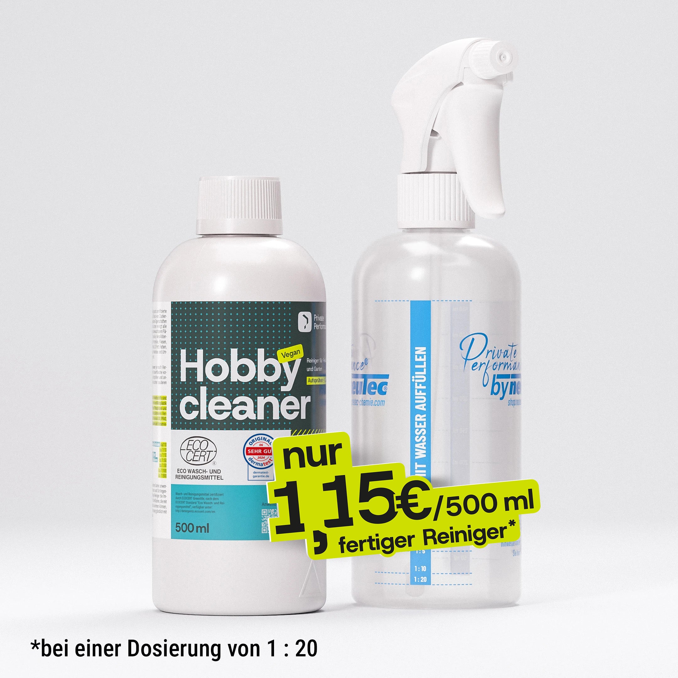 Hobbycleaner Allzweckreiniger-Set –  Vegan & ohne Mikroplastik inkl. Sprühflasche